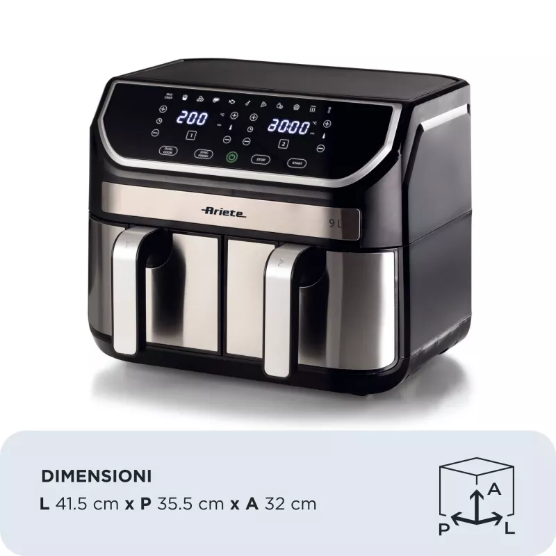 Freidora de aire Ariete 4625/00 9 L 2100 W Negro Plata