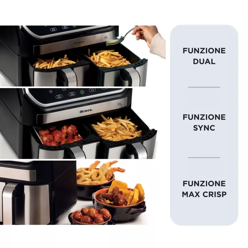 Freidora de aire Ariete 4625/00 9 L 2100 W Negro Plata