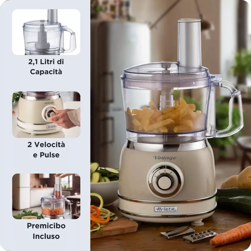Robot de cocina Ariete Vintage Line 1781/03 1000 W 2,1 L Beige