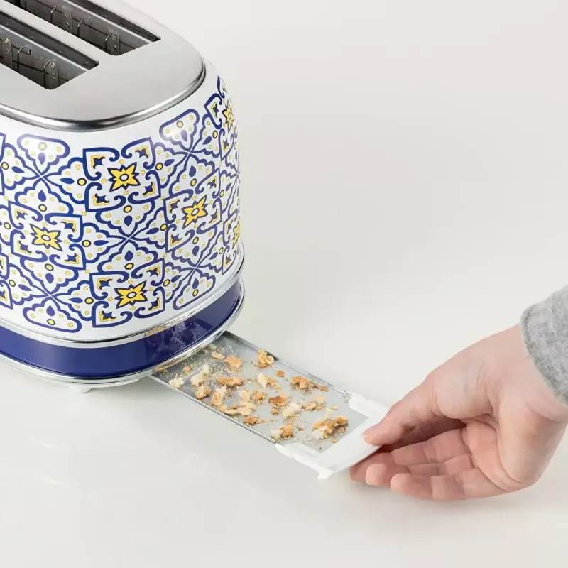 Tostadora Ariete 155 Capri, 810W, 2 rebanadas, 6 niveles de tostado, bandeja recogemigas, función descongelar, expulsión automática, sin pinzas