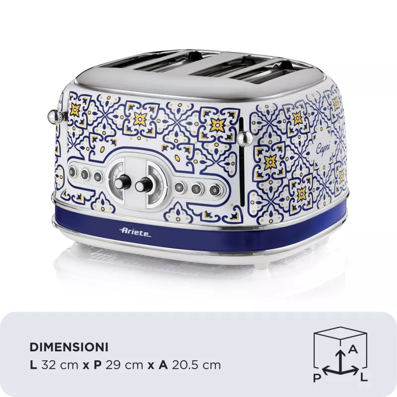 Tostadora ARIETE Capri 4 rebanadas, 1630 W, blanco/multicolor