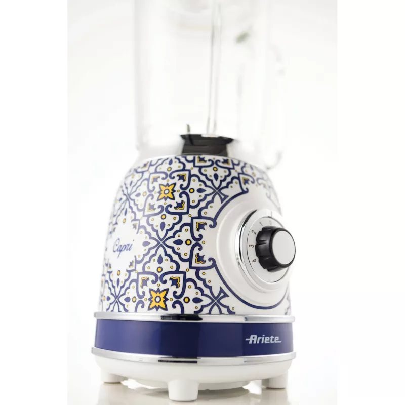 Batidora de vaso Ariete 583 Capri con jarra de cristal de 1,5 litros, 4 cuchillas de acero inoxidable, 4 velocidades + función pulsar, 1000 vatios