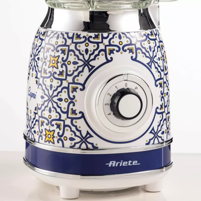 Batidora de vaso Ariete 583 Capri con jarra de cristal de 1,5 litros, 4 cuchillas de acero inoxidable, 4 velocidades + función pulsar, 1000 vatios
