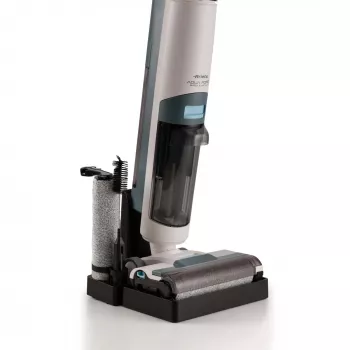 Ariete 2483 Aqua Force Wash & Vacuum, aspirador inteligente, limpiador de suelos inalámbrico, batería, aspira y friega, pelo de mascotas, suciedad seca y húmeda, capacidad 700 ml, accesorios incluidos
