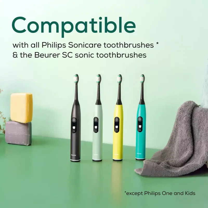 Pack de cabezales de cepillo de dientes eléctrico Beurer SC Premium Protection Plus Green Planet – negro, pack de 4