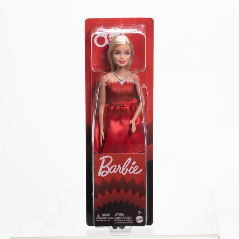 Muñeca de moda Barbie Mattel 80.º aniversario rubí con vestido rojo y accesorios