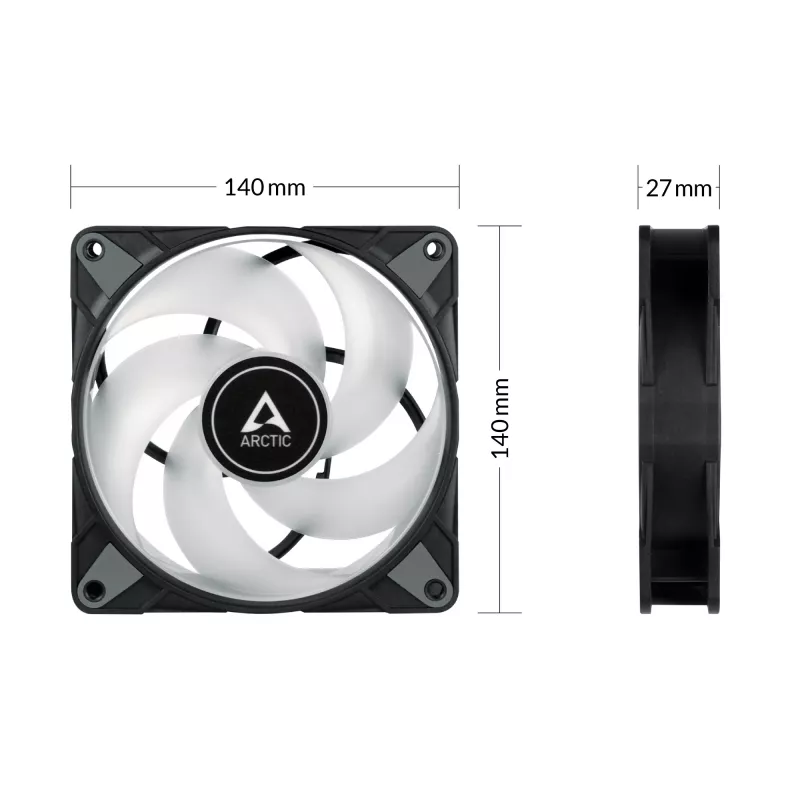 ARCTIC P14 PWM PST A-RGB 0dB – ventilador semipasivo de 140 mm con A-RGB digital