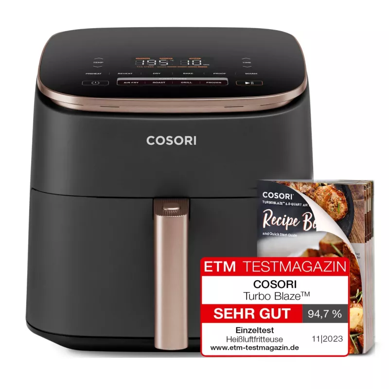 Cosori Turbo Blaze Chef Edition Single freidora de aire 6 L independiente 1725 W negra, oro rosa