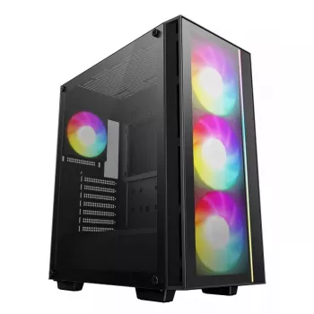 Caja de PC DeepCool MATREXX55 V4 C Midi Tower negra – cristal templado, compatible con ATX/microATX, USB-C, GPU máx. 370 mm