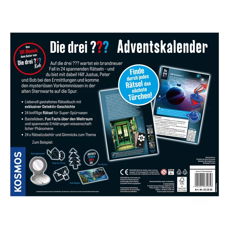 Kosmos Die drei ??? calendario de Adviento 2025, kit de experimentos (632656)
