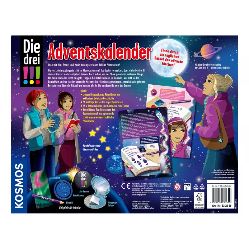 Kosmos Die drei !!! calendario de Adviento 2025, kit de experimentos (632649)