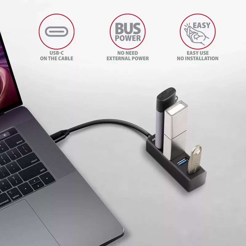 Hub USB-C 3.2 Gen 1 metálico en miniatura AXAGON HUE-M1C