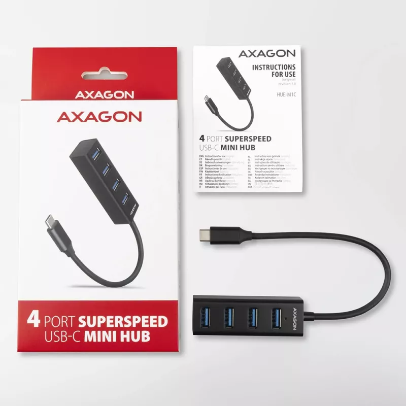 Hub USB-C 3.2 Gen 1 metálico en miniatura AXAGON HUE-M1C