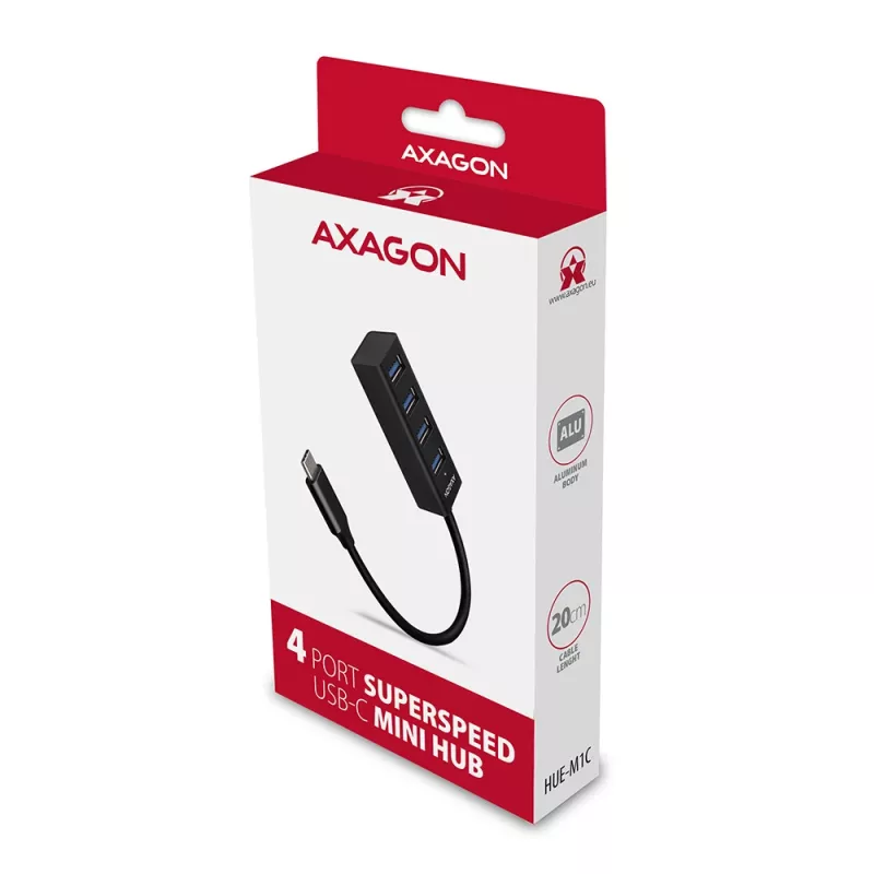 Hub USB-C 3.2 Gen 1 metálico en miniatura AXAGON HUE-M1C