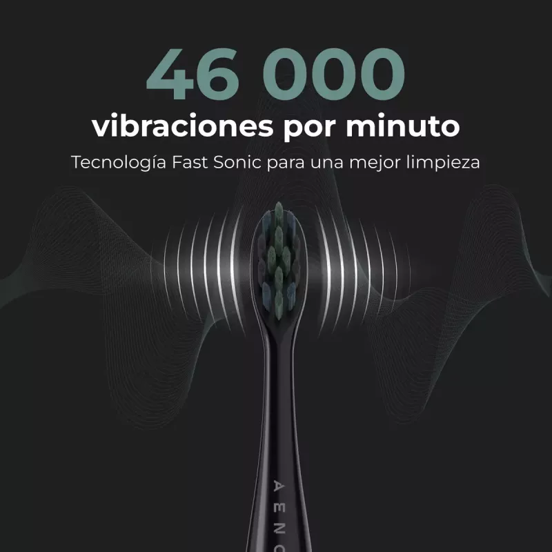 Cepillo de dientes eléctrico sónico AENO DB2S negro 4 modos 46000rpm
