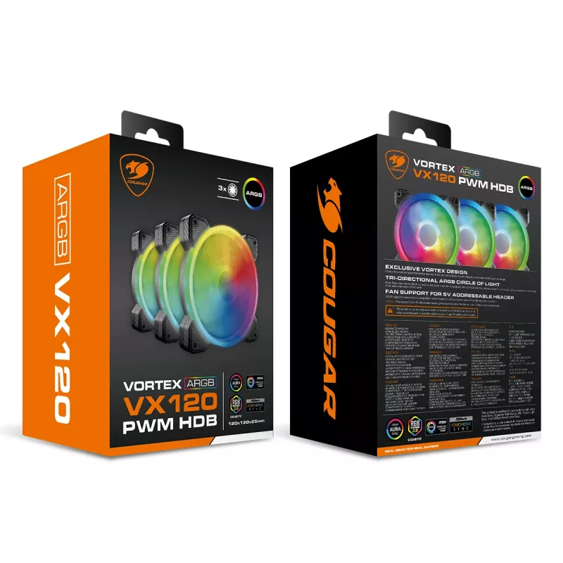 Ventilador para caja de ordenador COUGAR VORTEX ARGB VX120 12 cm negro 1 unidad