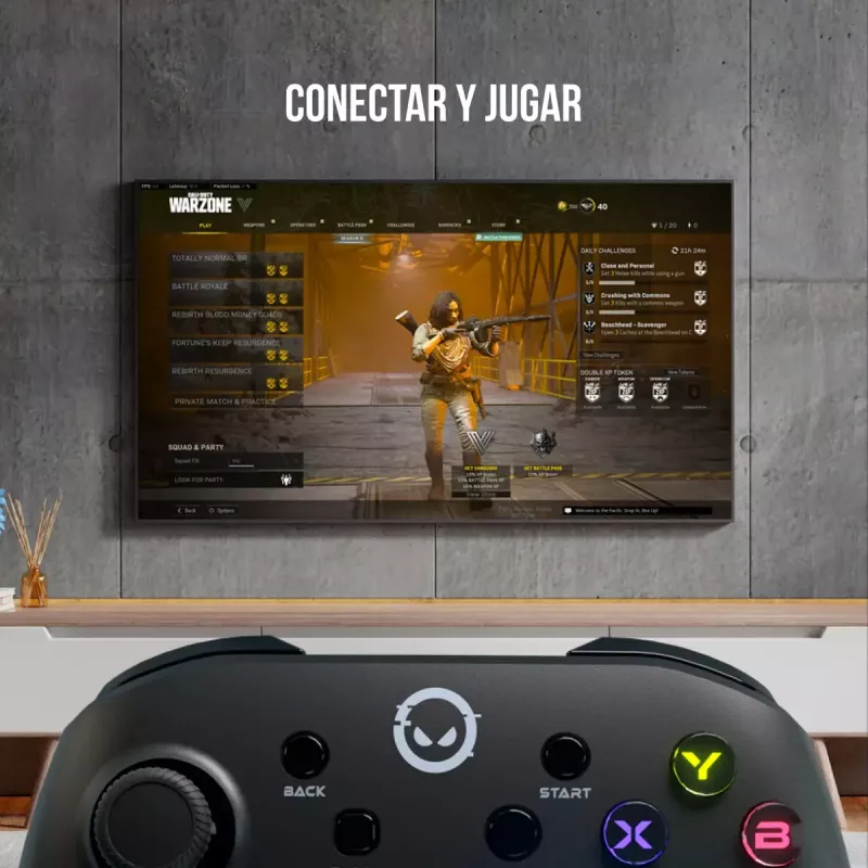Lorgar TRIX-510 mando de juego, negro, BT5.0, batería integrada de 600 mAh, Type-C
