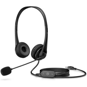 HP Stereo USB Headset G2, con cable, oficina/callcenter, 90 g, auriculares, negro