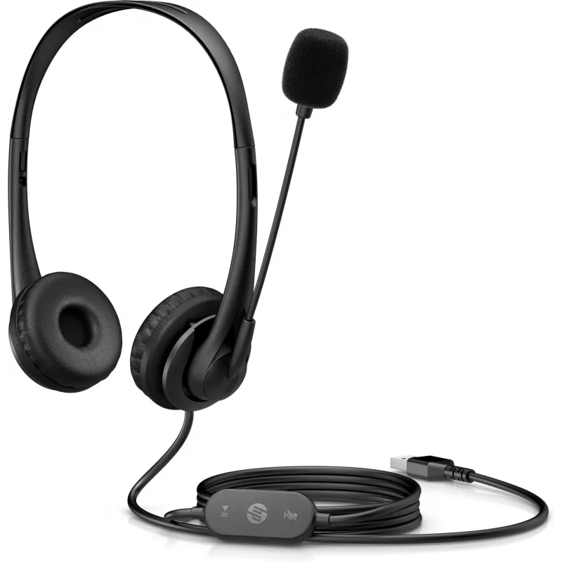 HP Stereo USB Headset G2, con cable, oficina/callcenter, 90 g, auriculares, negro