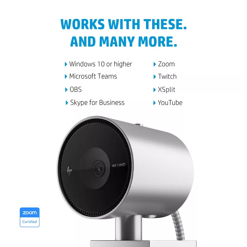 HP 950 webcam 4K, 3840 x 2160 píxeles, Full HD, 30 fps, 1x, Auto, Auto