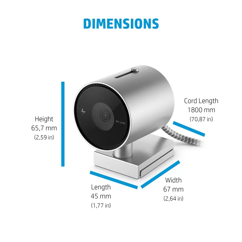 HP 950 webcam 4K, 3840 x 2160 píxeles, Full HD, 30 fps, 1x, Auto, Auto
