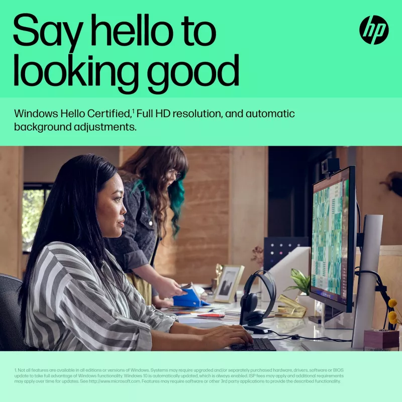 Webcam HP 625 FHD, 4 MP, 1920 x 1080 píxeles, Full HD, empresa, USB, negra