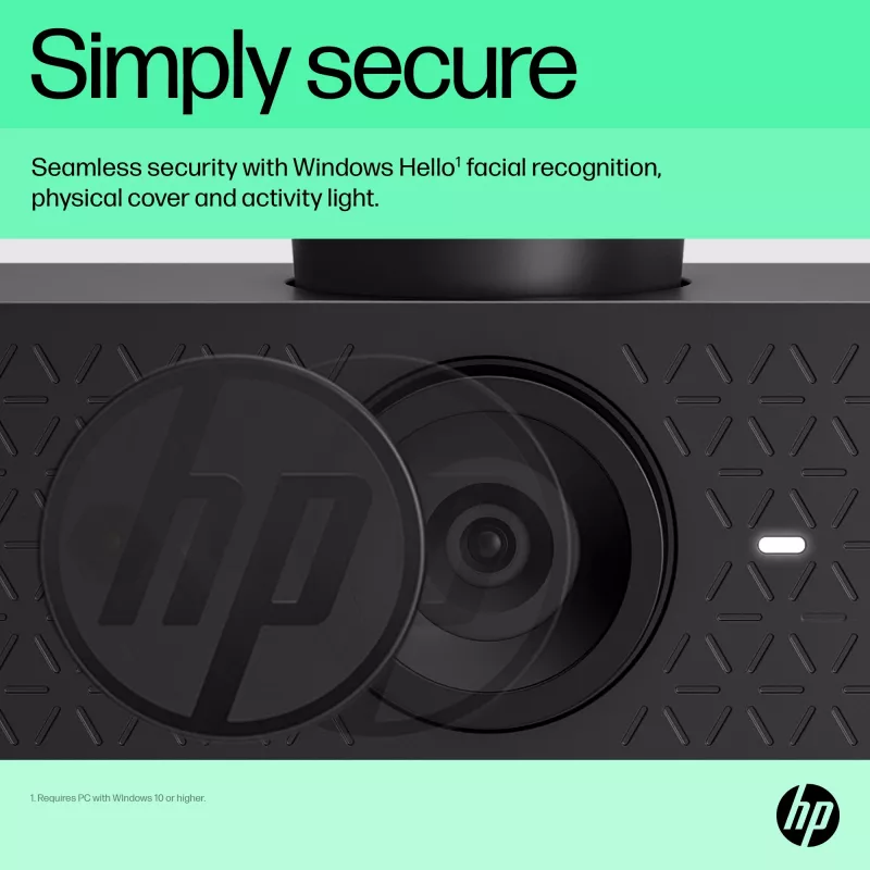 Webcam HP 625 FHD, 4 MP, 1920 x 1080 píxeles, Full HD, empresa, USB, negra