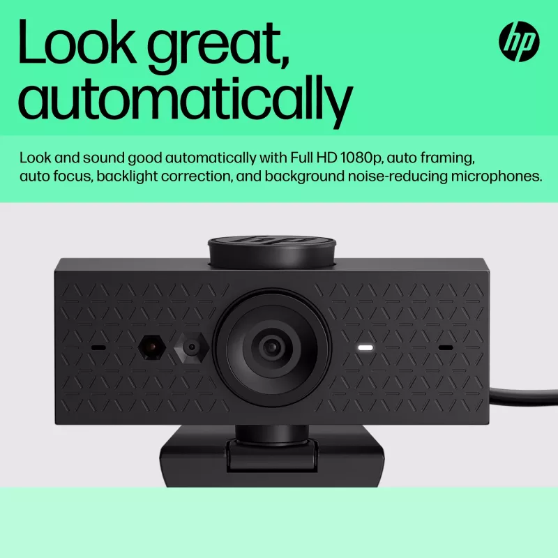 Webcam HP 625 FHD, 4 MP, 1920 x 1080 píxeles, Full HD, empresa, USB, negra