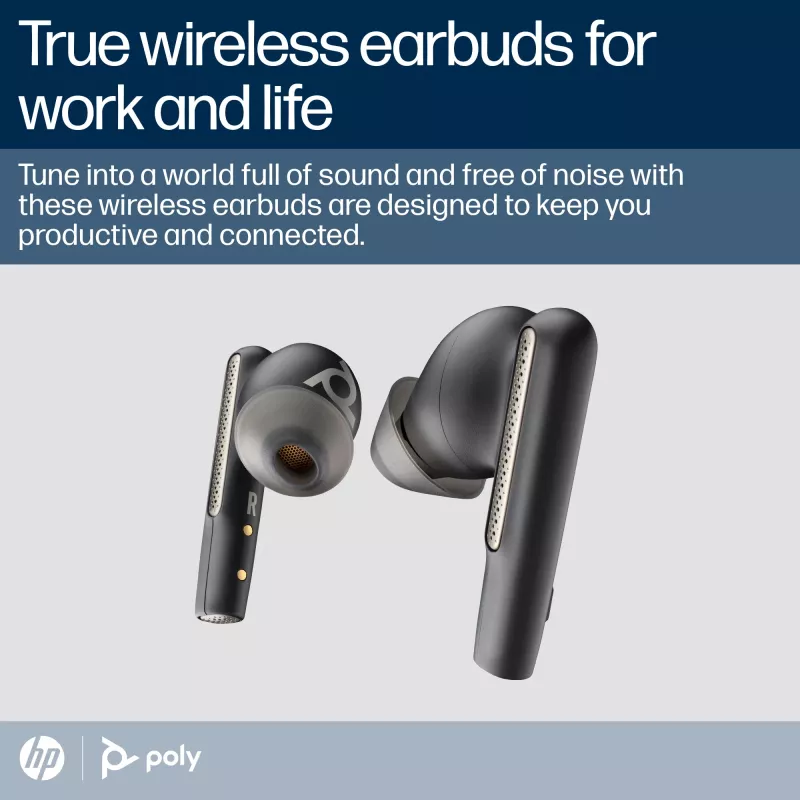 Auriculares HP Poly Poly Voyager Free 60 UC Carbon negro + adaptador BT700 USB-A + estuche de carga básico