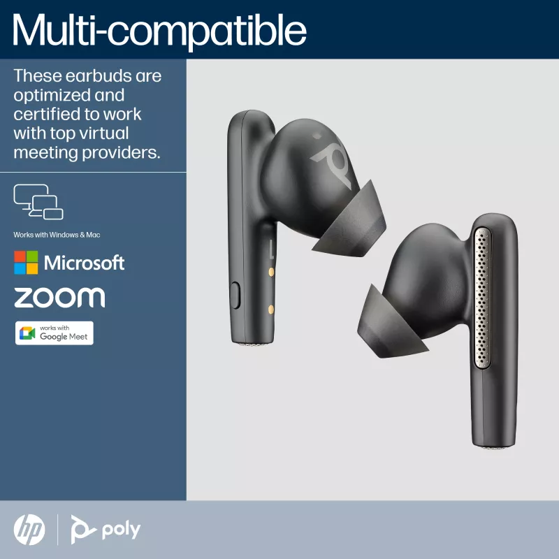 Auriculares HP Poly Poly Voyager Free 60 UC Carbon negro + adaptador BT700 USB-A + estuche de carga básico
