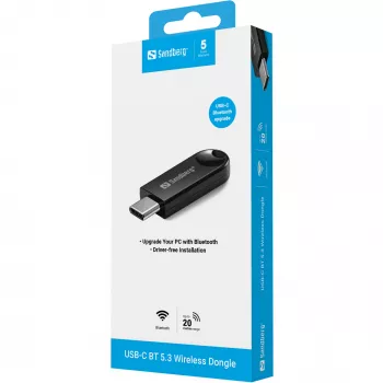 Adaptador USB-C Bluetooth 5.3 inalámbrico SANDBERG 136-69 para PCs y portátiles