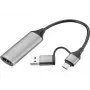 Capturadora HDMI Sandberg a USB-C/A, HDMI tipo A (estándar), USB Type-A + USB Type-C, conector hembra, conector macho, recto, recto