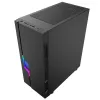 Caja de PC GEMBIRD Fornax 2000 RGB Midi Tower negra — Micro ATX/ITX/ATX, 1 ventilador trasero de 120mm, 2 bahías para unidades de 2,5 inch, 2 USB-A 3.0, cristal templado