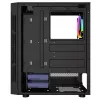 Caja de PC GEMBIRD Fornax 2000 RGB Midi Tower negra — Micro ATX/ITX/ATX, 1 ventilador trasero de 120mm, 2 bahías para unidades de 2,5 inch, 2 USB-A 3.0, cristal templado