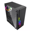Caja de PC GEMBIRD Fornax 2000 RGB Midi Tower negra — Micro ATX/ITX/ATX, 1 ventilador trasero de 120mm, 2 bahías para unidades de 2,5 inch, 2 USB-A 3.0, cristal templado
