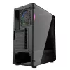 Caja de PC GEMBIRD Fornax 2000 RGB Midi Tower negra — Micro ATX/ITX/ATX, 1 ventilador trasero de 120mm, 2 bahías para unidades de 2,5 inch, 2 USB-A 3.0, cristal templado