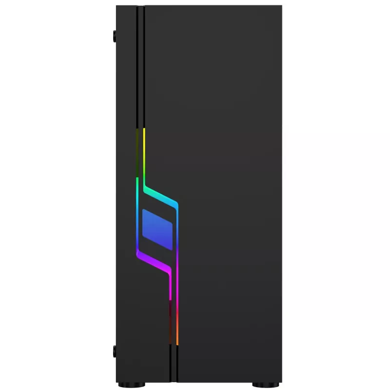 Caja de PC GEMBIRD Fornax 2000 RGB Midi Tower negra — Micro ATX/ITX/ATX, 1 ventilador trasero de 120mm, 2 bahías para unidades de 2,5 inch, 2 USB-A 3.0, cristal templado