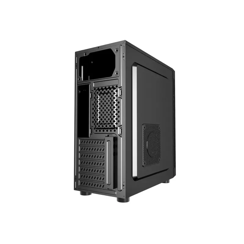 Caja de PC GEMBIRD Fornax 160 Mini Tower – negra, SPCC, compatible con ITX/mATX/ATX, 1 bahía de 3,5 inch + 3 de 2,5 inch, 7 ranuras de expansión, 445×185×390 mm