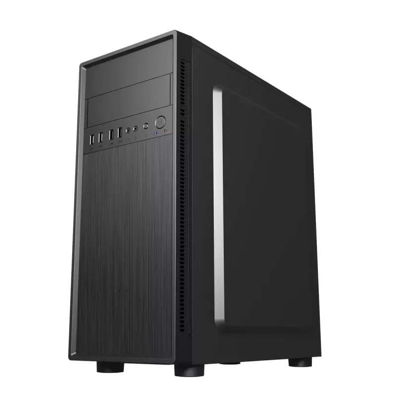 Caja de PC GEMBIRD Fornax 160 Mini Tower – negra, SPCC, compatible con ITX/mATX/ATX, 1 bahía de 3,5 inch + 3 de 2,5 inch, 7 ranuras de expansión, 445×185×390 mm