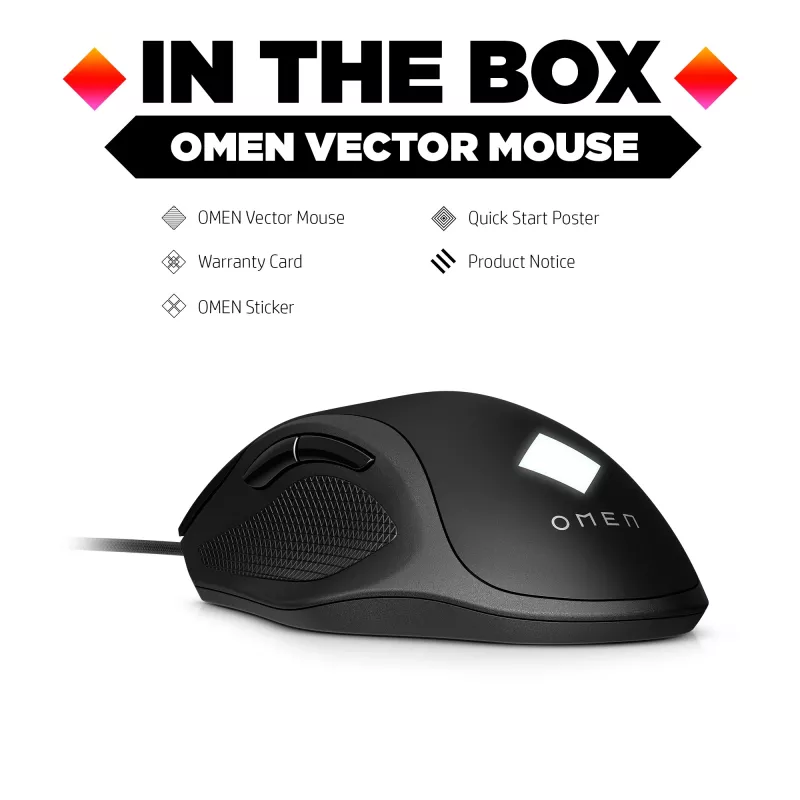 Ratón HP OMEN Vector, diestro, LED IR, USB Type-A, 16000 DPI, 1 ms, negro