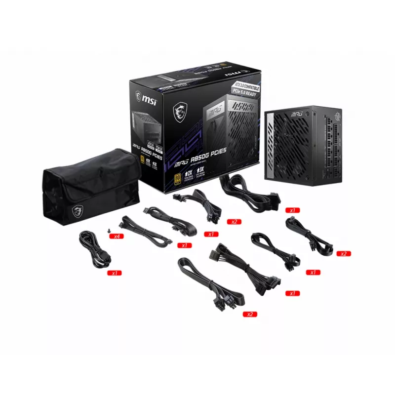 Fuente de alimentación MSI MPG A850G PCIE5 850 W 24-Pin-ATX ATX negra
