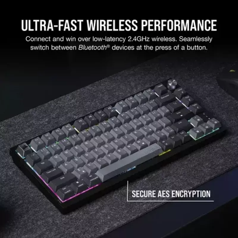Teclado gaming mecánico Corsair K65 PLUS WIRELESS RGB Wireless USB negro