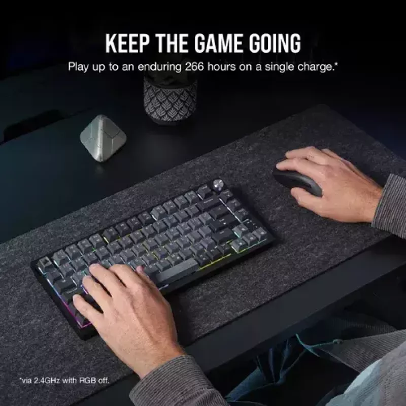 Teclado gaming mecánico Corsair K65 PLUS WIRELESS RGB Wireless USB negro