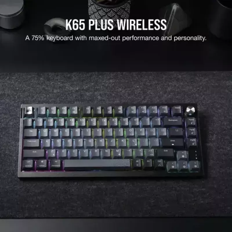 Teclado gaming mecánico Corsair K65 PLUS WIRELESS RGB Wireless USB negro
