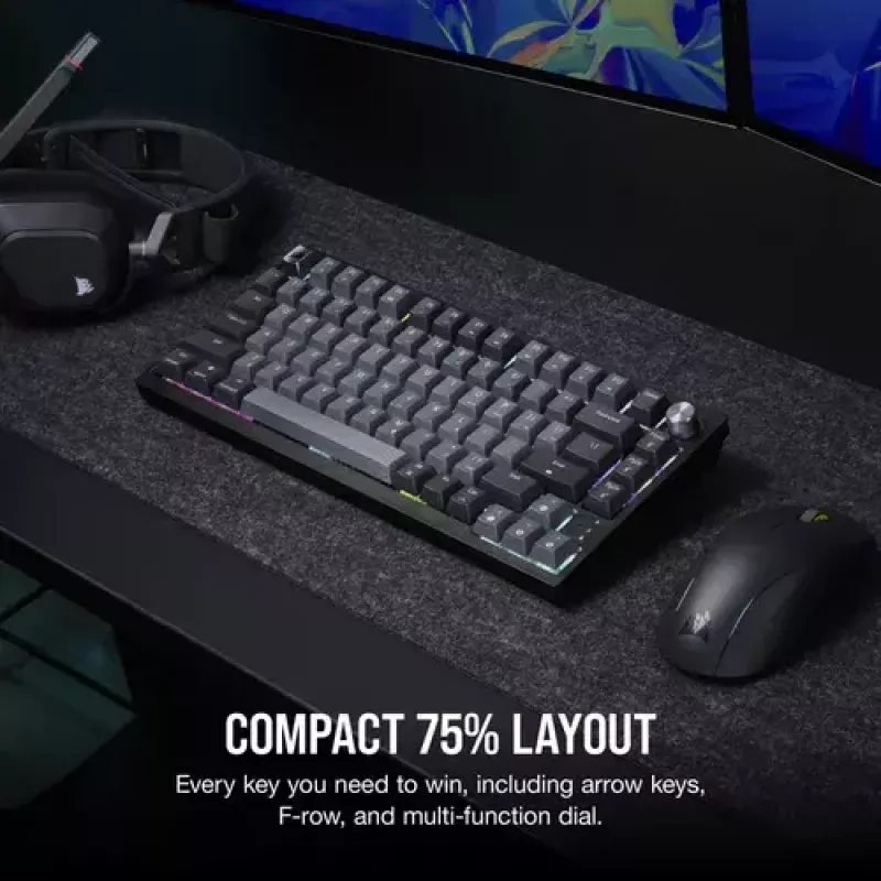 Teclado gaming mecánico Corsair K65 PLUS WIRELESS RGB Wireless USB negro