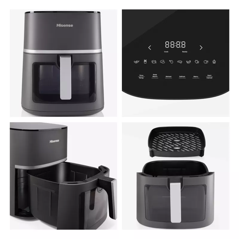 Hisense HAF1900D freidora de aire caliente, 7 l, 1800 W, 200 °C, 10 programas predefinidos