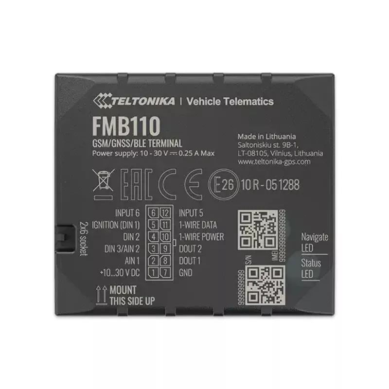 Rastreador GPS Teltonika FMB110 Coche Negro resistente al polvo 0,128 GB