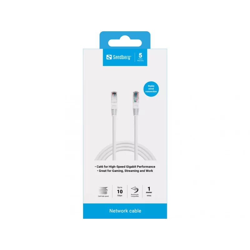 Cable de red Sandberg UTP Cat6 RJ-45 1 m blanco