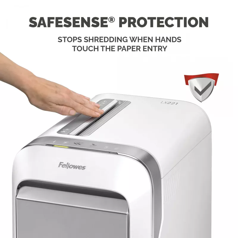 Fellowes serie LX destructora de documentos LX221 20 hojas destructora de microcorte con contenedor extraíble de 30 litros máxima seguridad P5 blanca