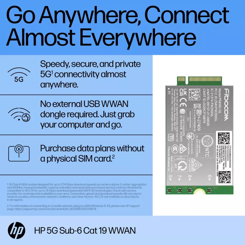 HP 5G Sub-6 Cat 19 WWAN tarjetas/adaptadores de interfaz